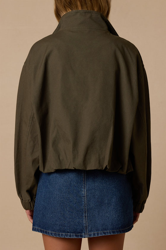Malena Dark Olive Zip-Up Jacket - thumbnail 4