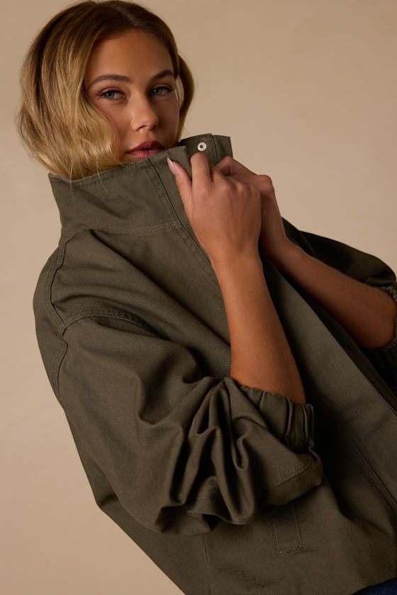 Malena Dark Olive Zip-Up Jacket - thumbnail 5