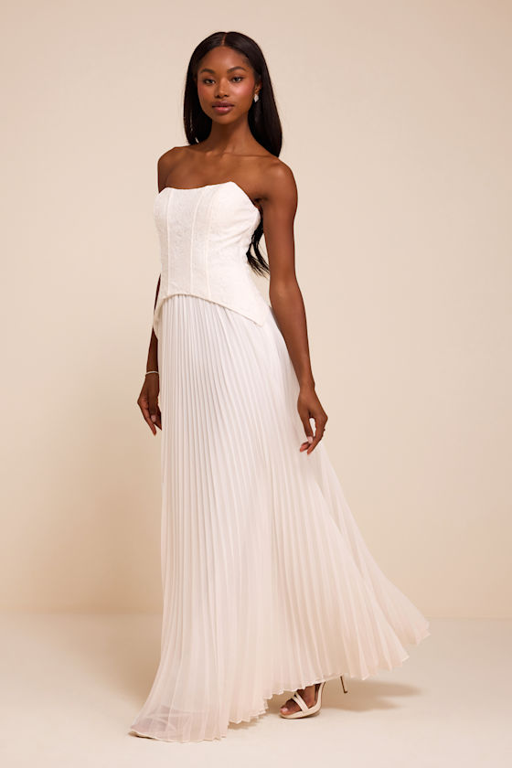 Linnea White Strapless Bustier Maxi Dress - thumbnail 4