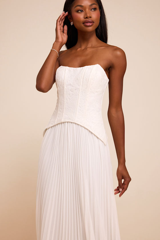 Linnea White Strapless Bustier Maxi Dress - thumbnail 5