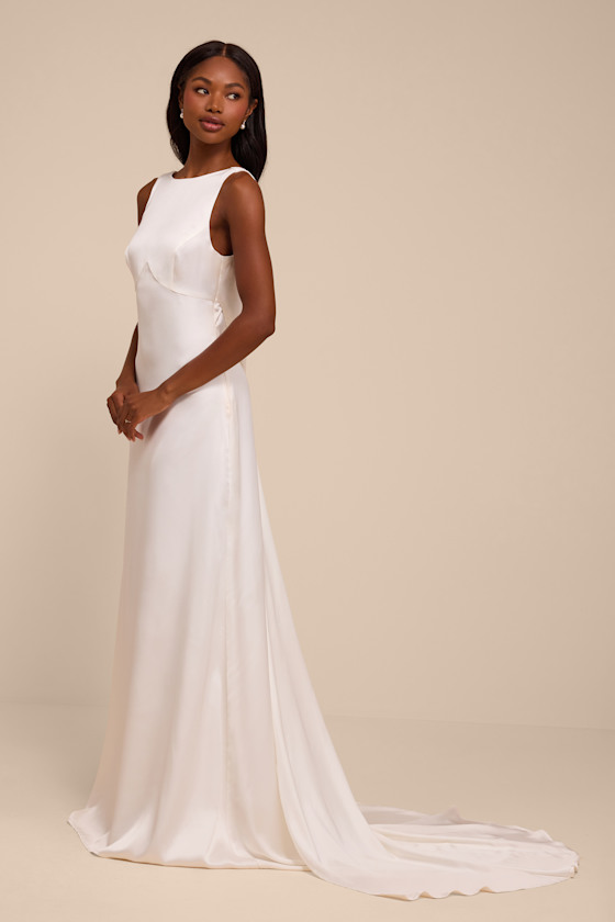 Martine White Satin Backless Maxi Dress - thumbnail 3