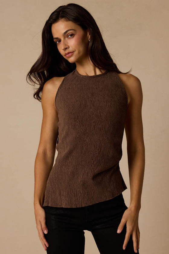 Julian Brown Sleeveless Halter Top 2