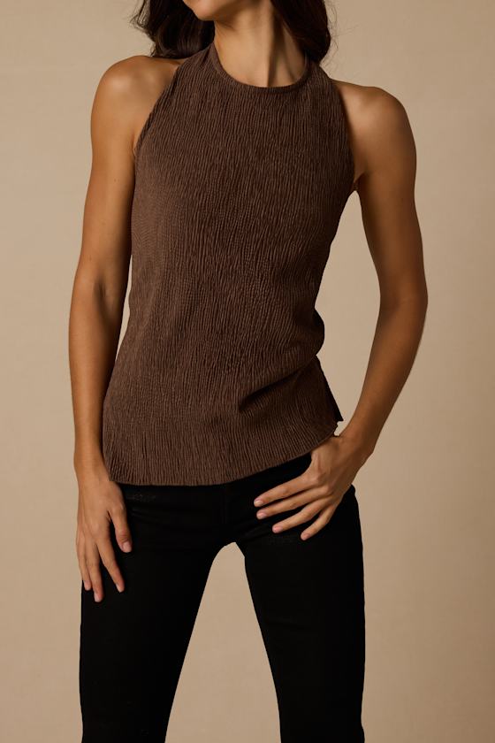 Julian Brown Sleeveless Halter Top - thumbnail 4