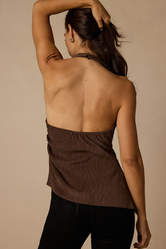 Julian Brown Sleeveless Halter Top - thumbnail 5
