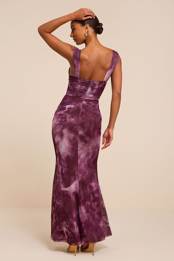 Cecily Purple Mesh Bustier Maxi Dress - thumbnail 3