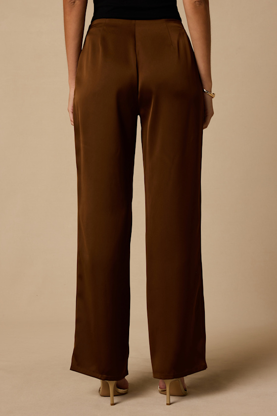 Winona Brown Satin Pants - thumbnail 3