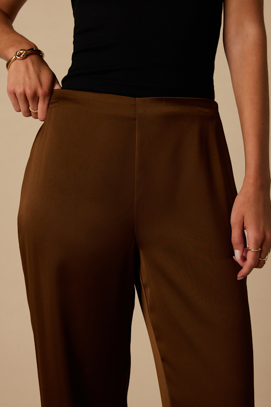 Winona Brown Satin Pants - thumbnail 4