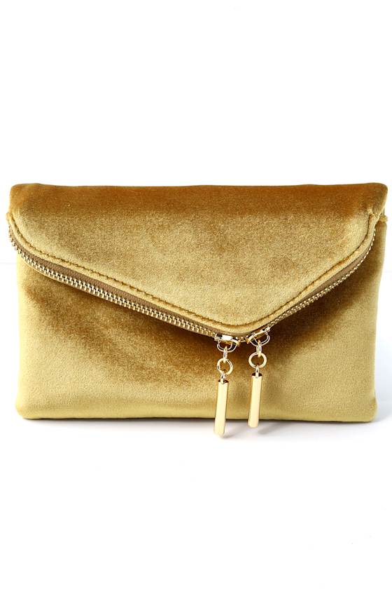 Chic Velvet Clutch Golden Yellow Clutch Envelope Clutch Lulus
