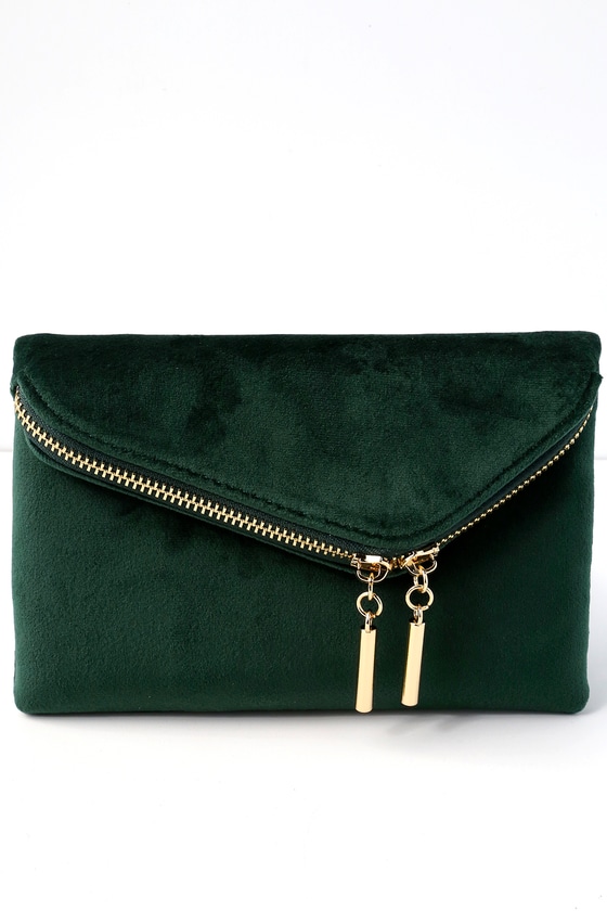 green velvet clutch bag