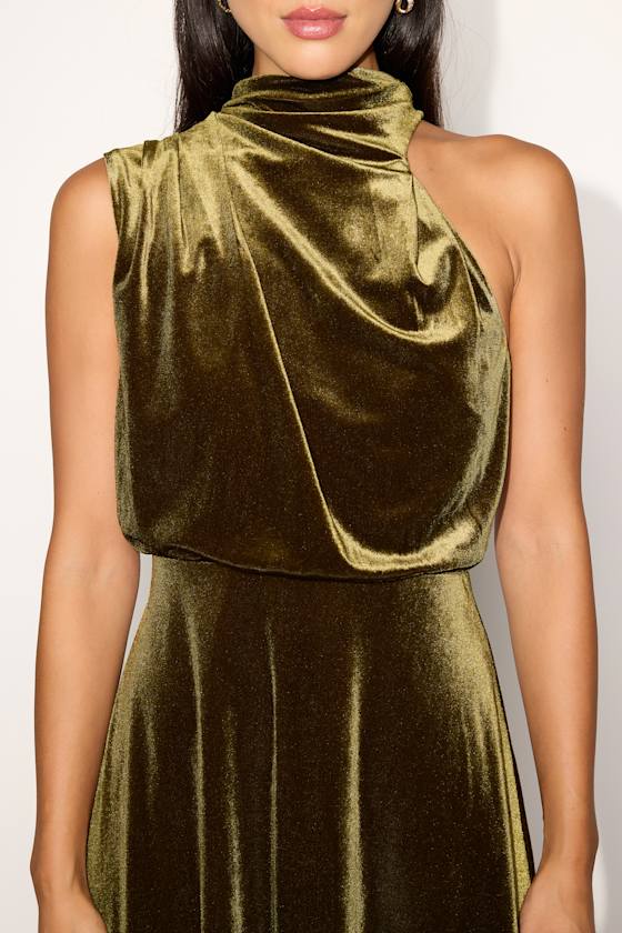 Spencer Olive Green Velvet Mini Dress - thumbnail 5