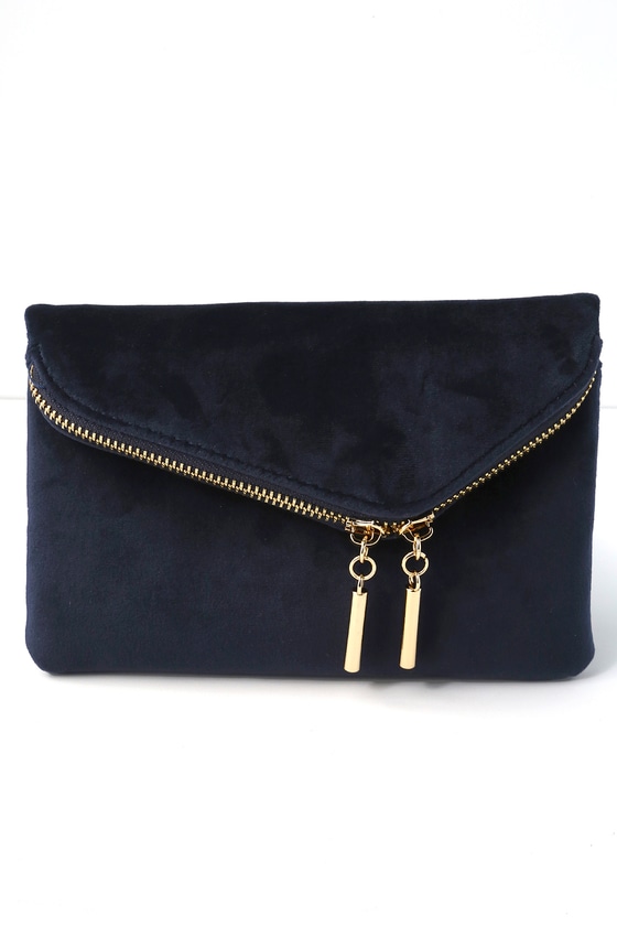 Details about   INC Navy Velvet Clutch Party  Women's Handbag New!