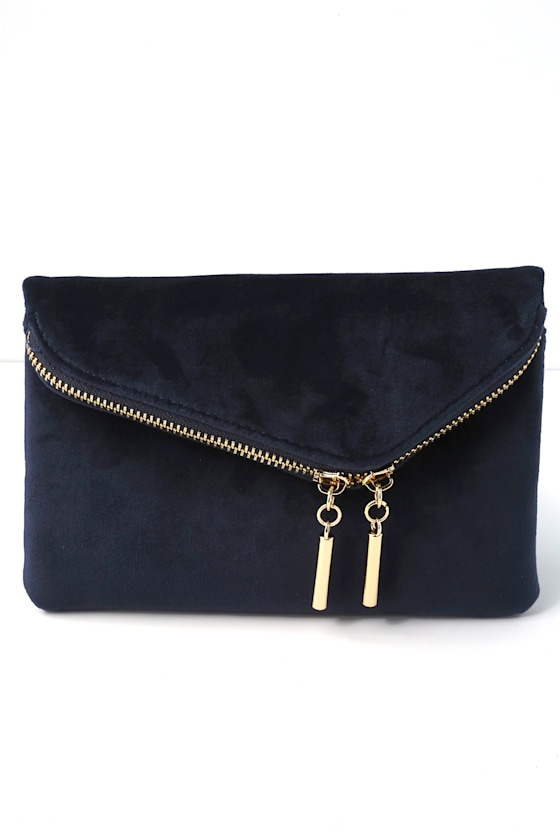 Chic Velvet Clutch Navy Blue Clutch Envelope Clutch Lulus