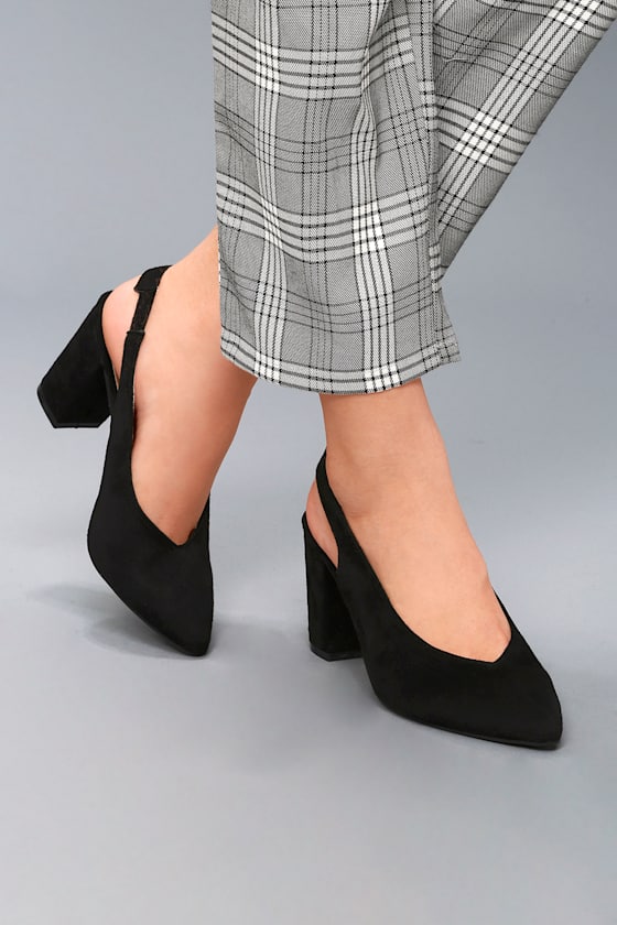 Aislin Black Suede Slingback Pumps 2