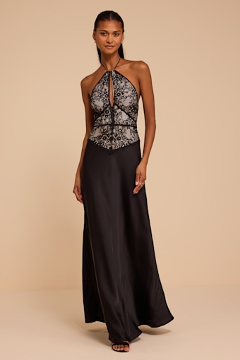 Petal Black Floral Cutout Maxi Dress 1