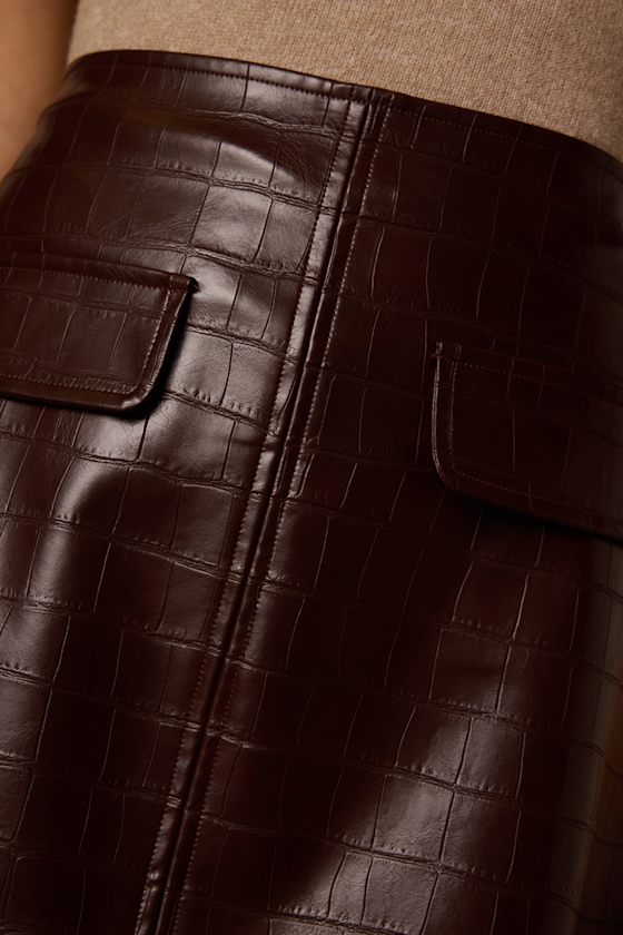 Jonie Brown Vegan Leather Mini Skirt - thumbnail 5