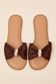 Nara Brown Suede Slide Sandals 1