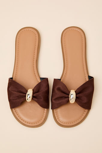 Nara Brown Suede Slide Sandals 1