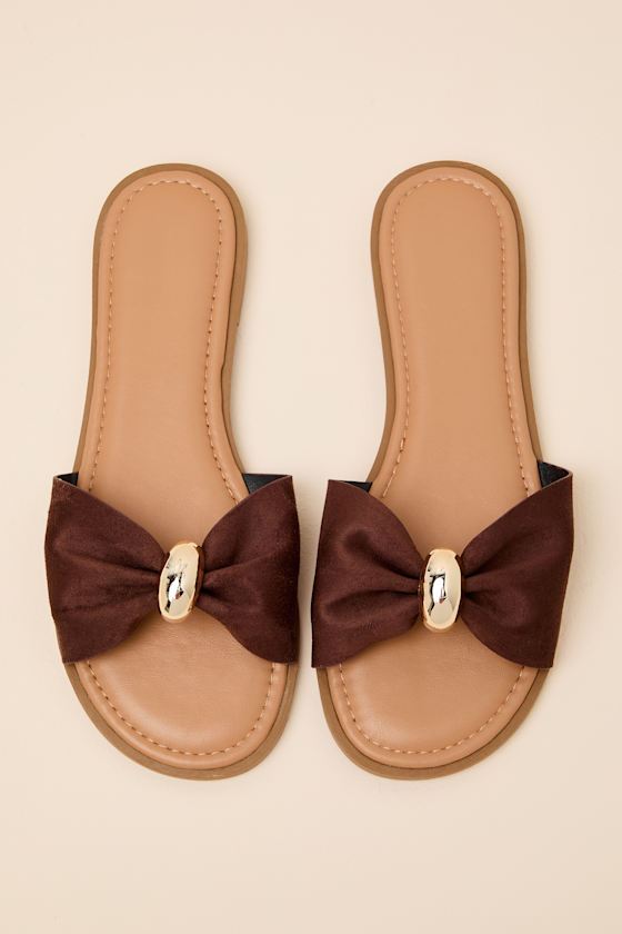 Nara Brown Suede Slide Sandals 1