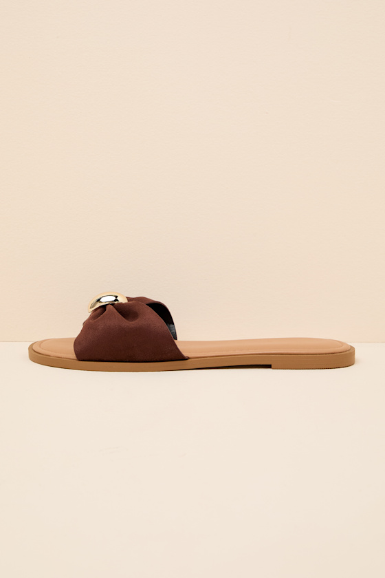 Nara Brown Suede Slide Sandals 2