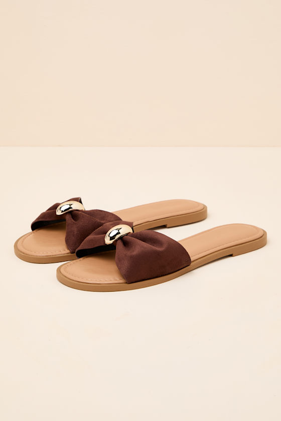 Nara Brown Suede Slide Sandals - thumbnail 5