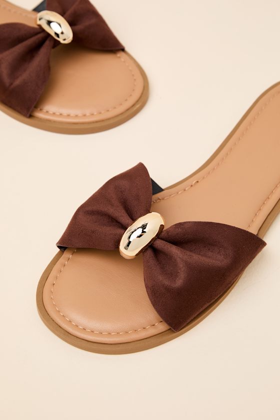 Nara Brown Suede Slide Sandals - thumbnail 6