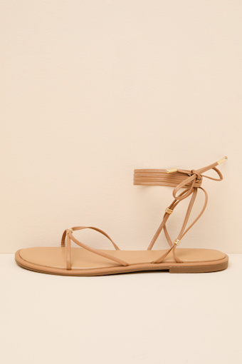 Emory Tan Lace-Up Sandals 1