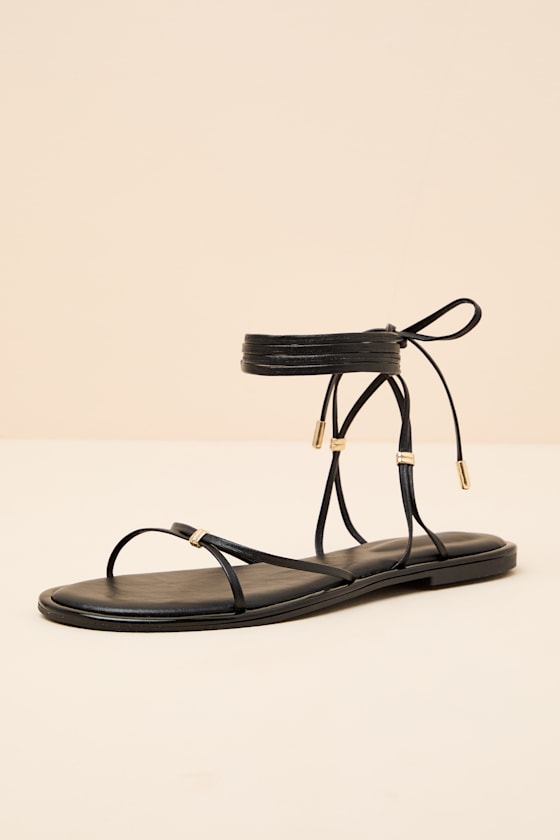 Emory Black Lace-Up Sandals - thumbnail 3