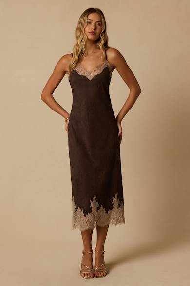brown lace western dress Dresses for Women Midi dress