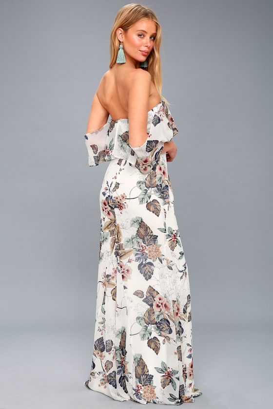Ray of Sunshine White Floral Print Off-the-Shoulder Maxi Dress 2