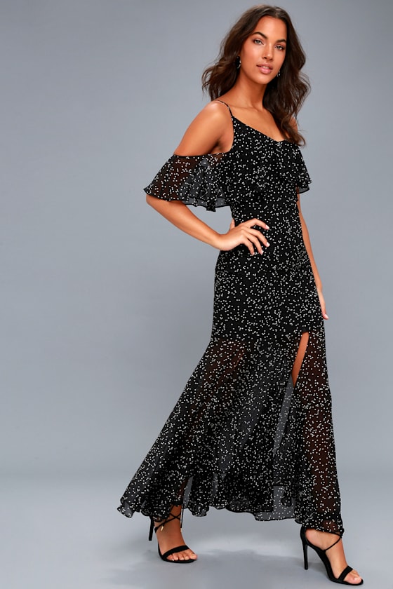 black polka dot maxi