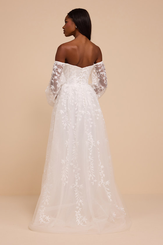 Inga White Off-the-Shoulder Tulle Maxi Dress - thumbnail 3
