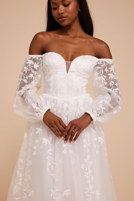 Inga White Off-the-Shoulder Tulle Maxi Dress - thumbnail 5