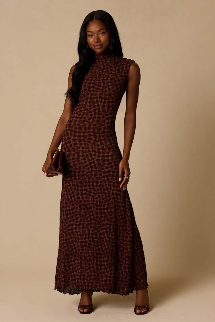 burgundy maxi dress lulus Aven Multi Textured BOSS - Mixed-material dress