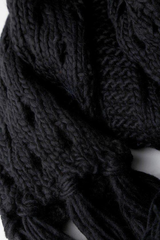 Cozy Black Knit Scarf - Large Knit Scarf - Black Scarf