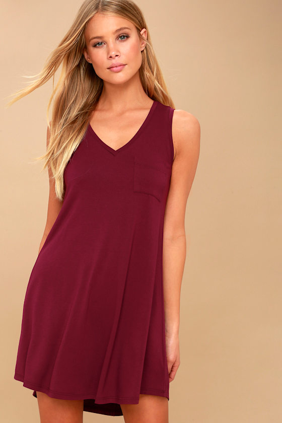 Casually Cool Wine Red Swing Dress 3