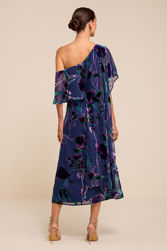 Vero Blue Floral Burnout Cape Midi Dress - thumbnail 4