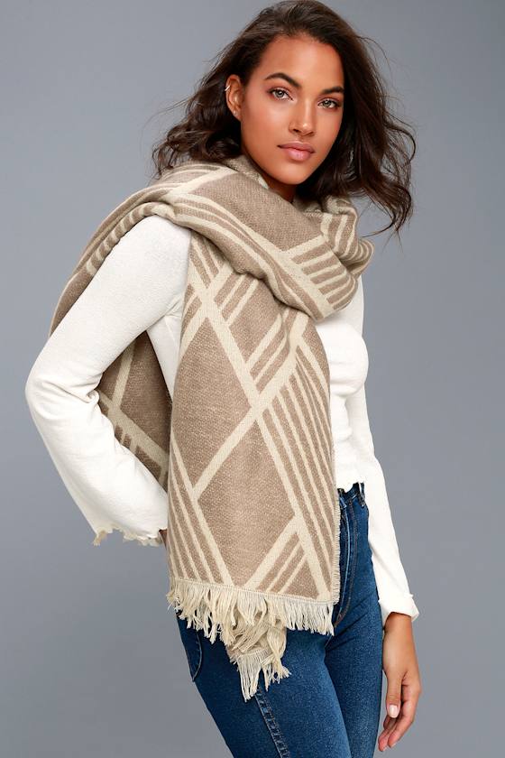 The Wool Padded Scarf in Tan