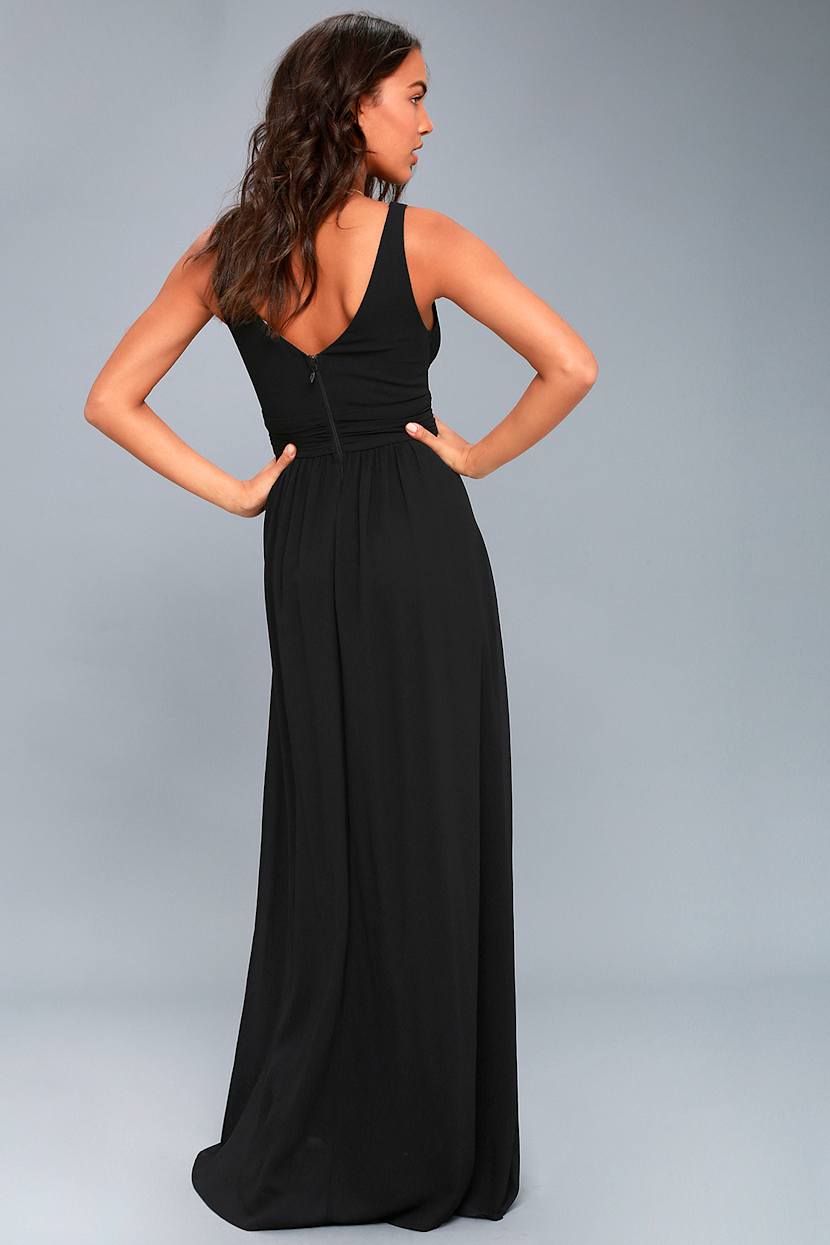 Elegant Maxi Dress - Black Dress - Plunging Maxi Dress - Lulus
