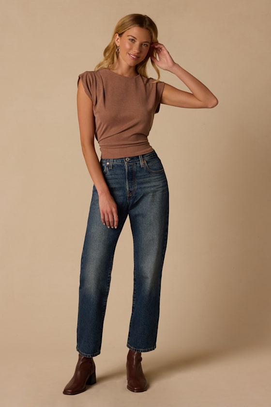Chastin Light Brown Tie-Back Top - thumbnail 3