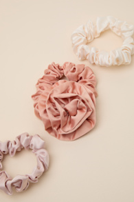 Rosette Terracotta 3-Pc Satin Scrunchie Set 2