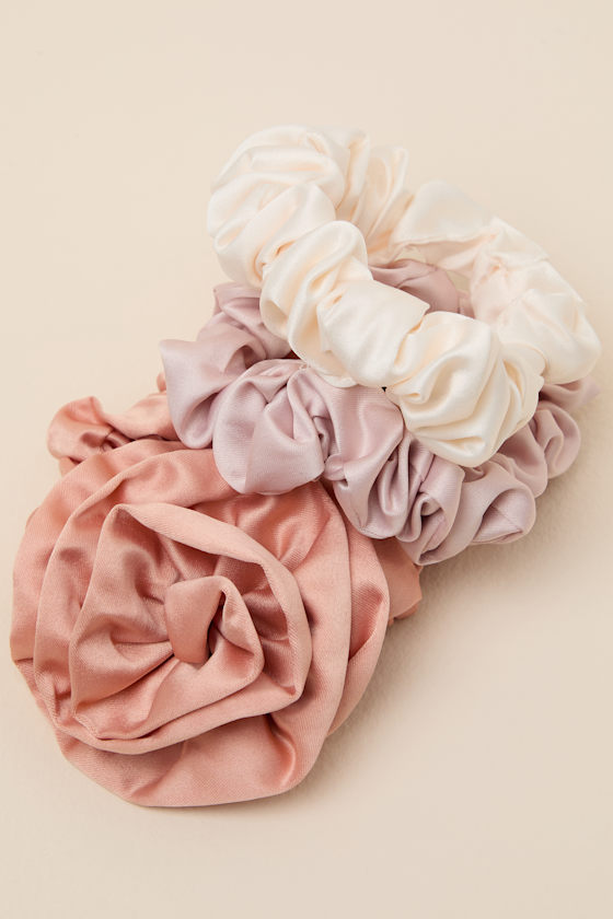 Rosette Terracotta 3-Pc Satin Scrunchie Set 5