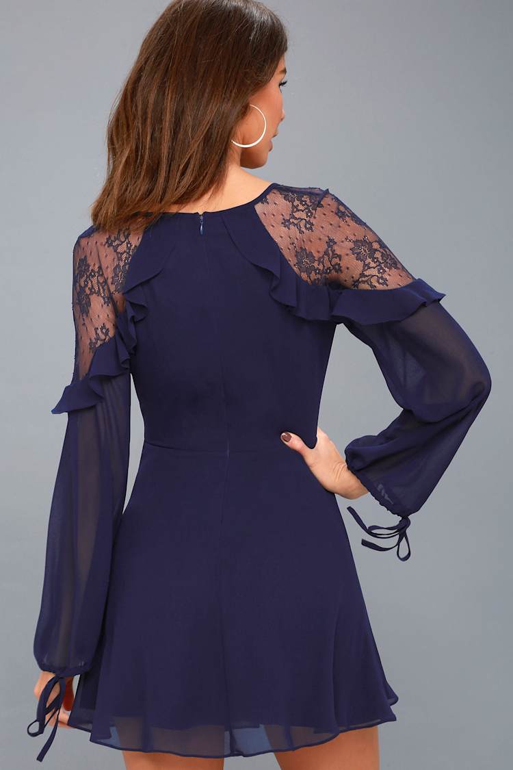 navy blue lace skater dress Lace Midi Navy Blue Lace Skater Dress KHLOE LACE MIDI IN NAVY Fash Mob