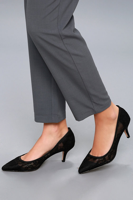 Abril Black Lace Kitten Heels 2