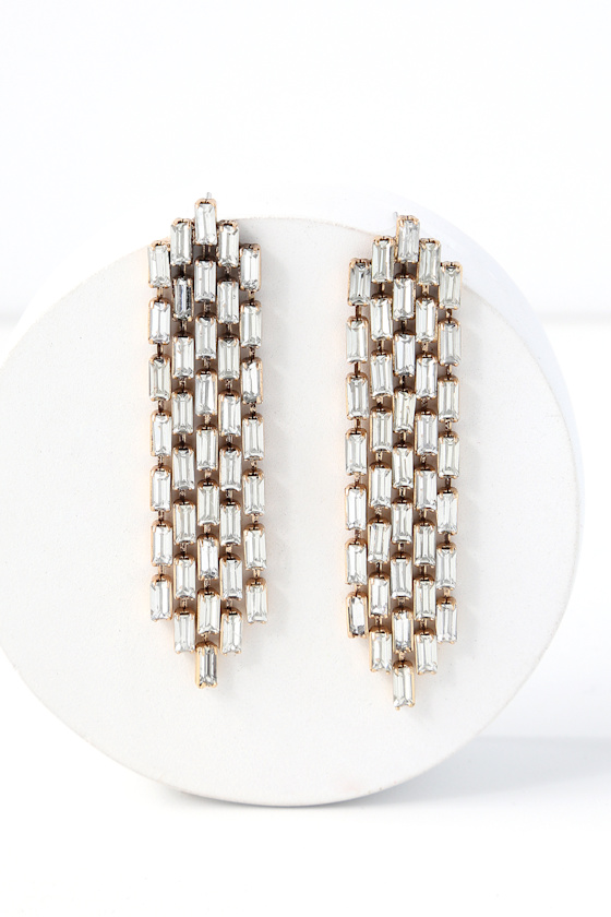 Sweet and Shimmer Gold Rhinestone Earrings 2