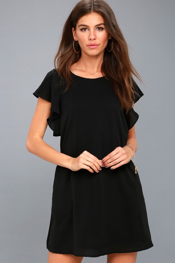 Cute Black Dress - Short Sleeve Dress - Shift Dress - LBD - Lulus