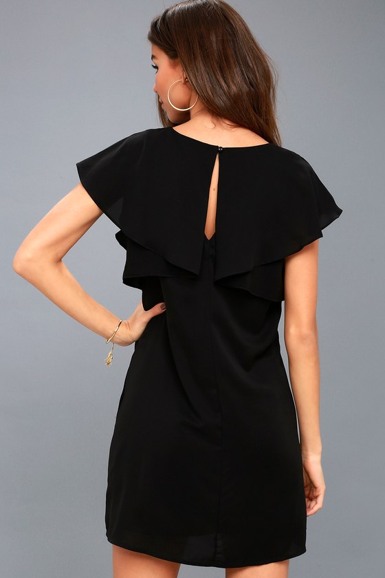 Cute Black Dress - Short Sleeve Dress - Shift Dress - LBD