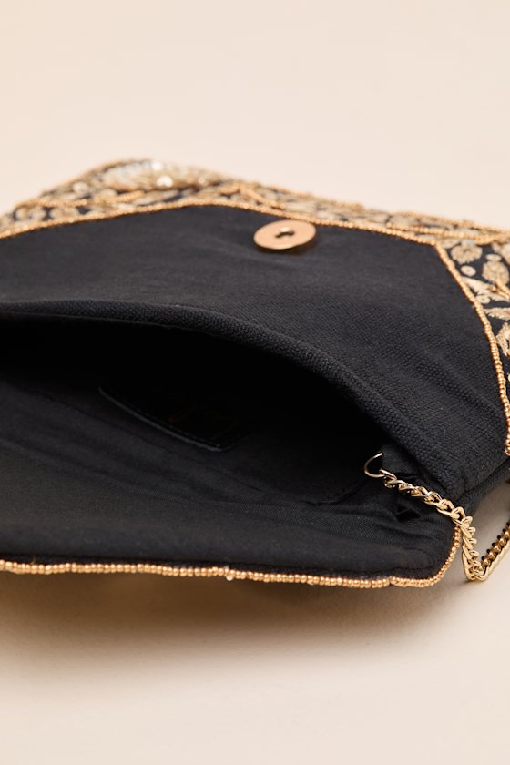 Evening Plans Black Embroidered Clutch - thumbnail 6