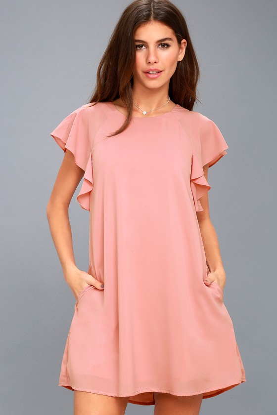 Cute Mauve Pink Dress - Short Sleeve Dress - Shift Dress - Lulus