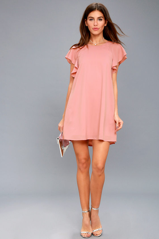 Lookin' Cute Mauve Pink Short Sleeve Shift Dress 2