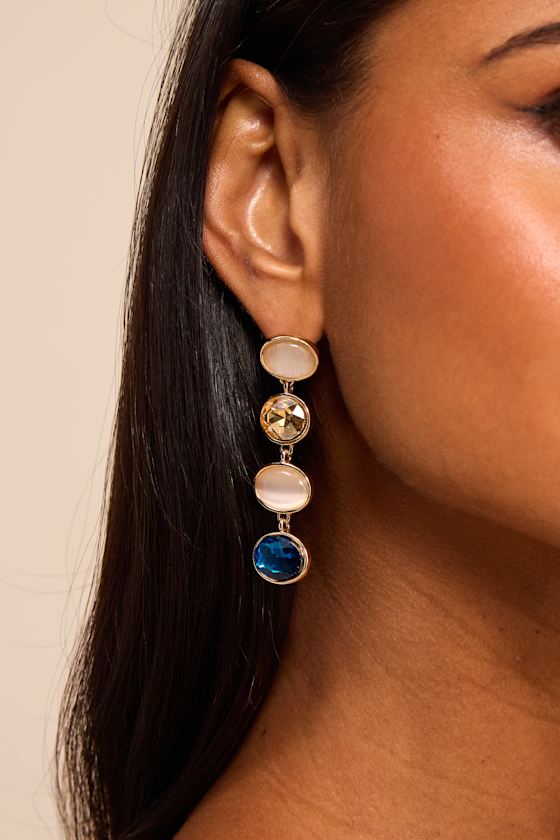 Arianda Blue Multi Rhinestone Drop Earrings 1